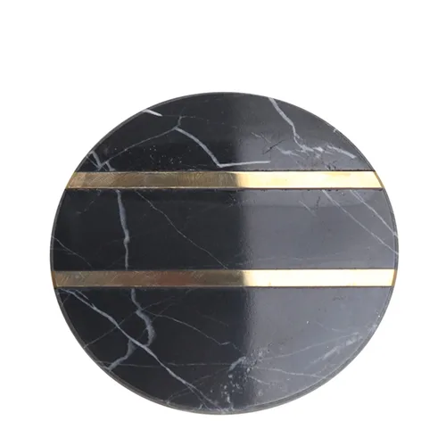 DESROCH HOMEWARES BLACK MARBLE COASTER- CIRCULAR