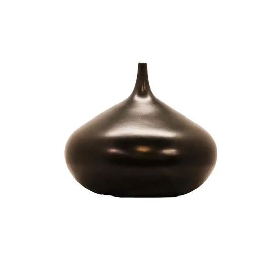 DESROCH DECOR BLACK STONEWARE CONTEMPORARY DECORATIVE VASE