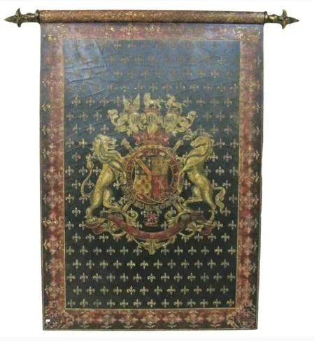 DESROCH CASTLE,COAT OF ARMS CROWN LION HORSE WALL HANGING