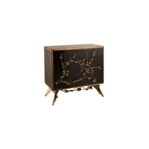 VEROCASA LIVING LUXURY  BLACK PAINT AND BRASS CABINET