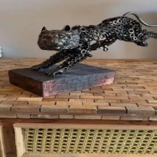 LEAPING PANTHER SCULPTURE