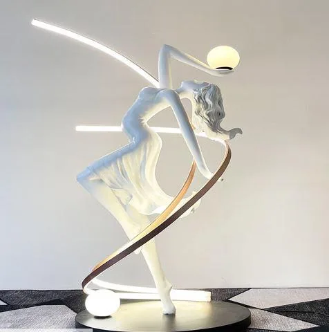 DESROCH WHITE FIBERGLASS DANCING LADY