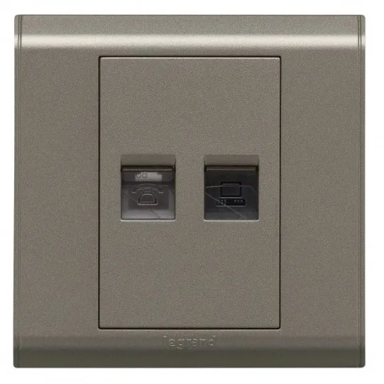 LEGRAND BELANKO RJ11 + RJ45 SOCKET CAT 6 UTP DARK GREY