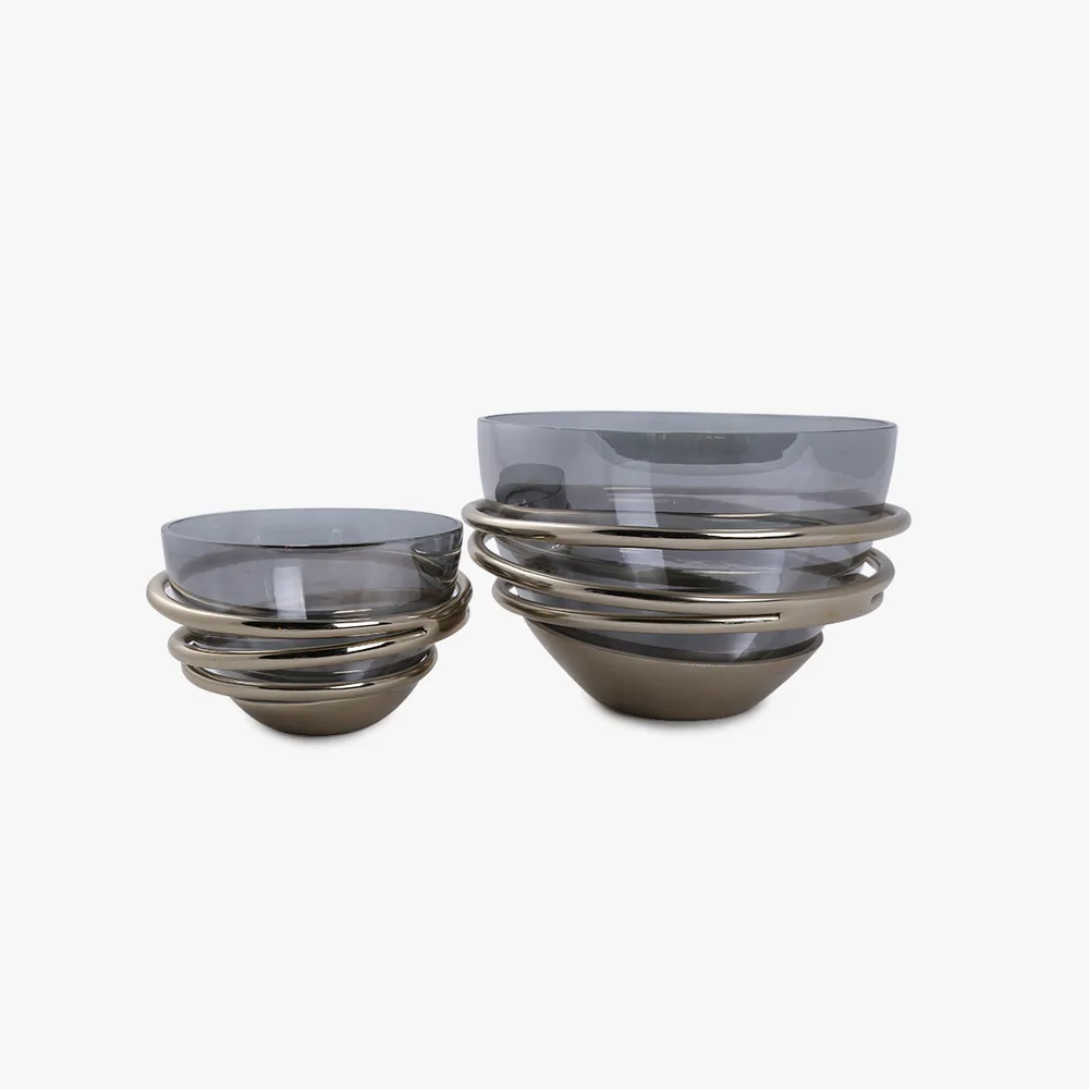 DESROCH DECOR TWIST BRONZE BLACK LUSTER BOWL
