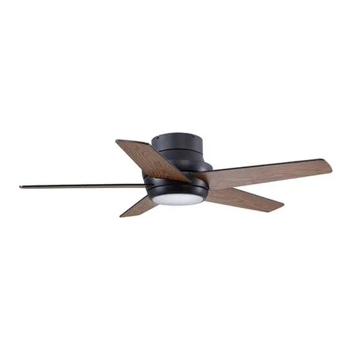 MATT BLACK WITH 5 PLYWOOD TIMBER BLADE WITH LED LIGHT CEILING FAN