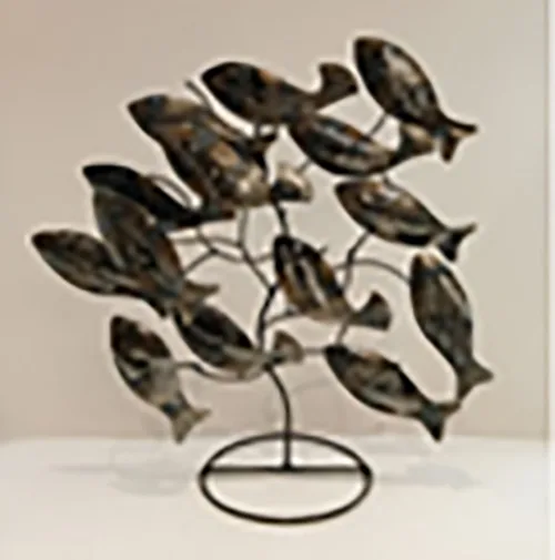 DESROCH DECOR ANTIQUE SILVER DECORATIVE FISH TREE DECORATIVE OBJECT