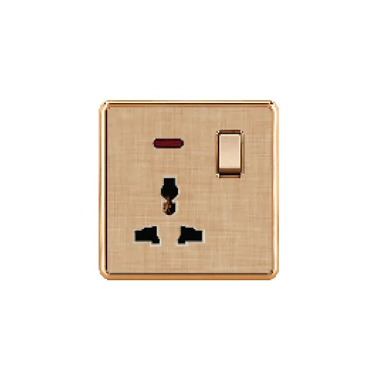 LEXA 1 GANG MULTI FUNCTION GOLDEN SWITCH SOCKET WITH NEON