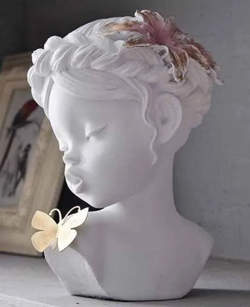 DESROCH DECOR MODERN ACCENT BEAUTIFUL GIRL WITH DECORATIVE BUTTERFLY SCULPTURE