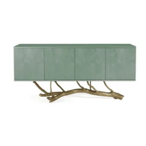 VEROCASA LIVING LUXURY  GRAY PAINT AND POLISHED BRASS CABINET