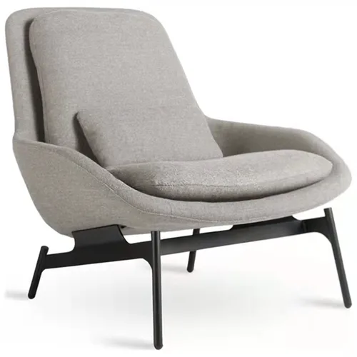 IRON FRAME GREY FABRIC LOUNGE CHAIR