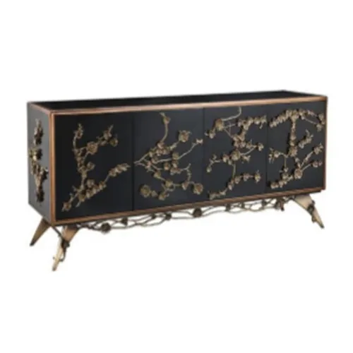 VEROCASA LIVING LUXURY  BLACK PAINT AND BRASS CABINET