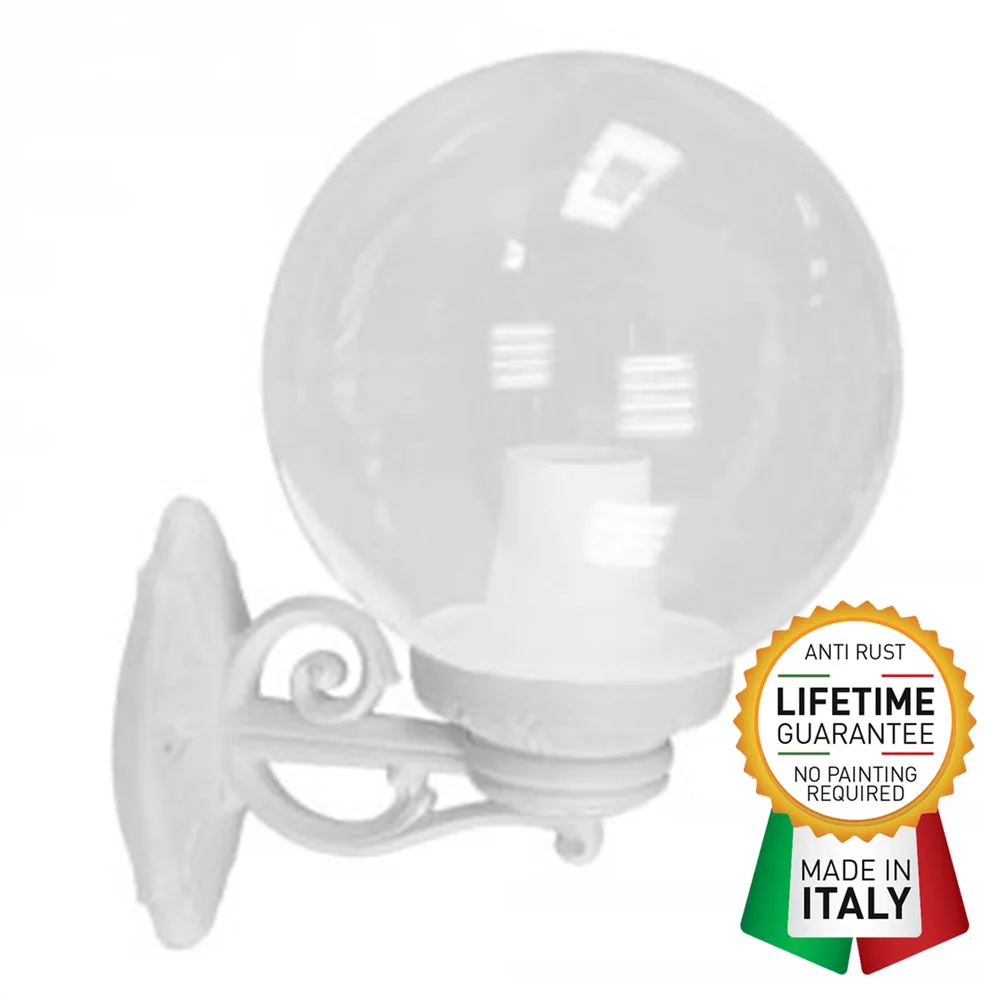 FUMAGALLI GLOBE 250/ BISSO G25.131.WXE27 WHITE/ CLEAR WALL GARDEN LIGHT