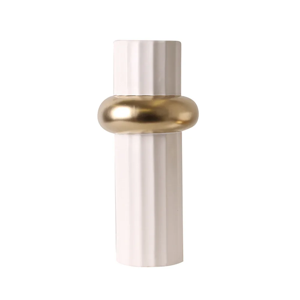 DESROCH DECOR CERAMIC GOLDEN CIRCLE VASE