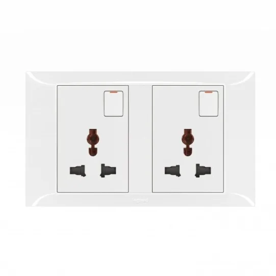 LEGRAND 2X1G SWTCD SOCKET MSTD WH
