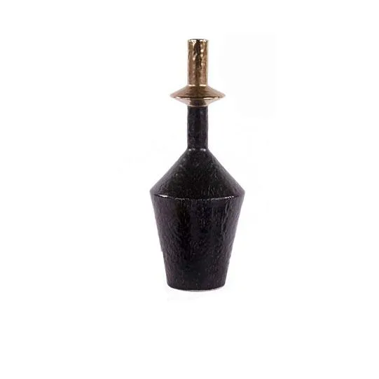 DESROCH DECOR BLACK+GOLD CERAMIC VASES & POTS