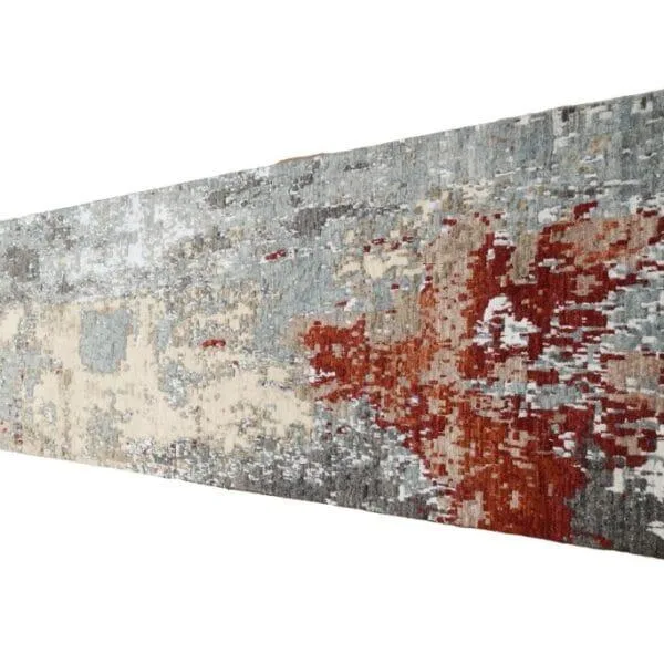 HANDKNOTTED WOOL + ART SILK COTTON RUNNER LIVING & ENTRYWAY RUGS