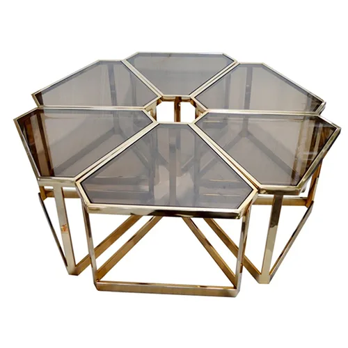  Coffee Table W/ Brown Glass