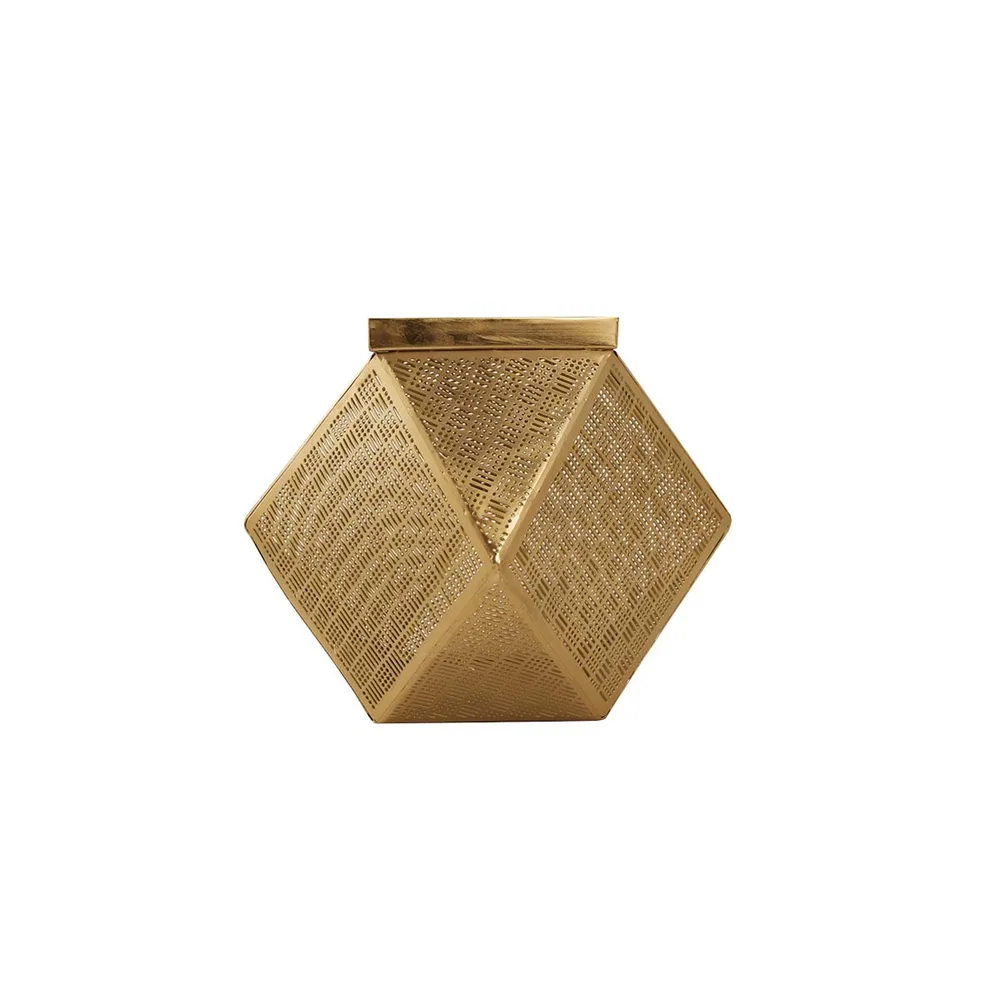 DESROCH CANDLE LIGHT & SCENTS HURRICANE GOLD PLATED CANDLE HOLDER