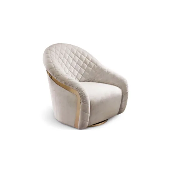 VEROCASA LIVING LUXURY PLYWOOD FRAME+SPONGE+STAINLESS STEEL BASE AND BACKREST ARM CHAIR (NON-ROTATING)