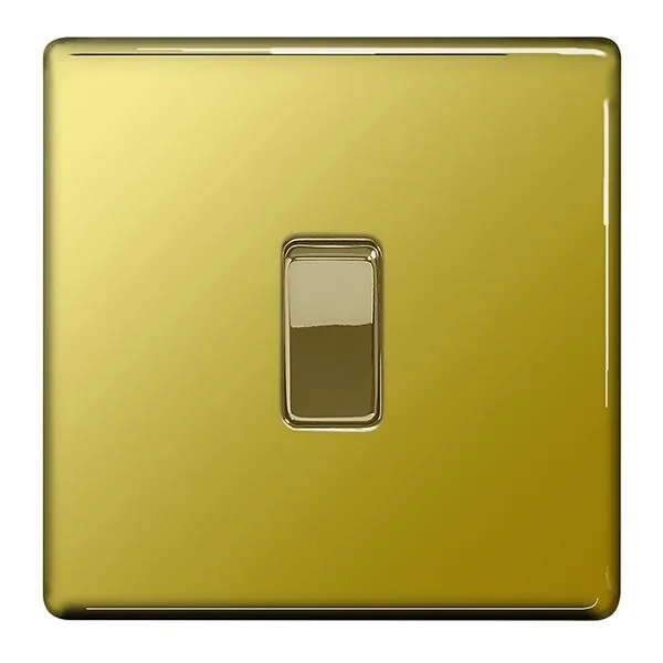BG Switch 10 AX plate switch 1 Gnag 2 way polished brass 