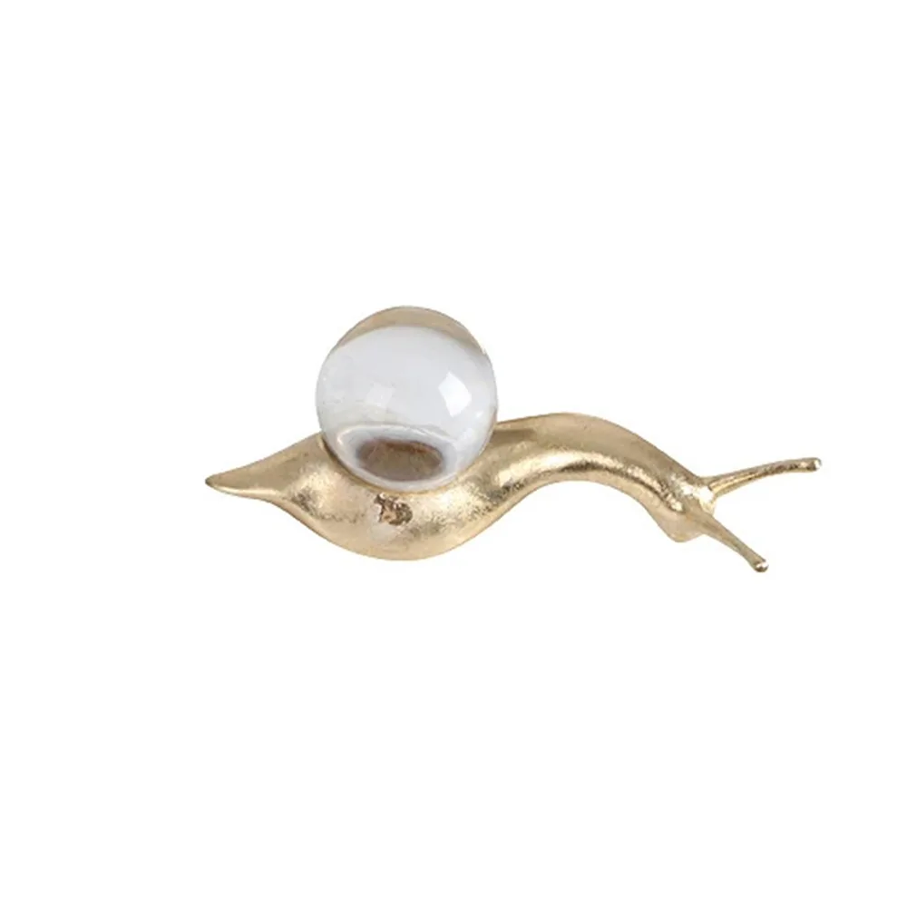 DESROCH DECOR WONDERING GOLD SNAIL CRYSTAL BALL