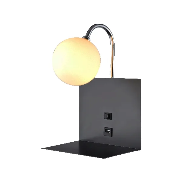 ELMARK BETTY WALL LAMP 1xG9 WITH USB BLACK