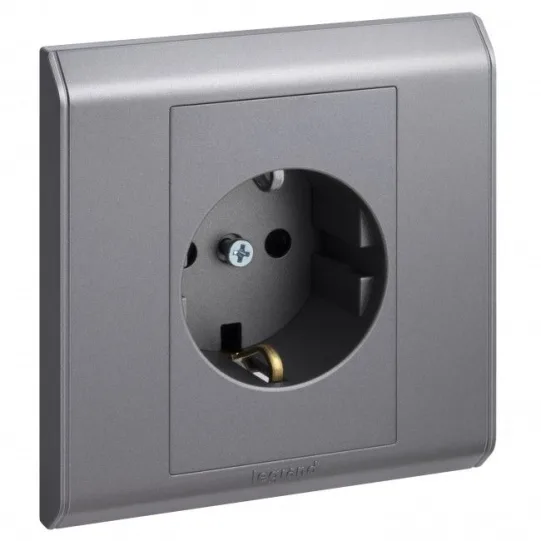 LEGRAND GERMAN SOCKET OUTLET WITH CP DARK GREY