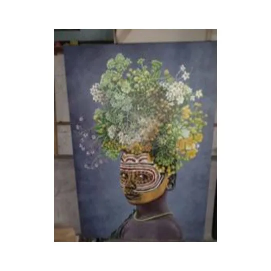 DESROCH ABSTRACT AMAZON BOY WOOD & CANVAS  COLOR WOOD & CANVAS ART