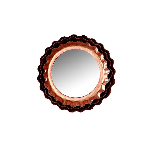 DESROCH  DECOR STUNNING SHADES OF MAROON ROUND MOSAIC WALL MIRROR
