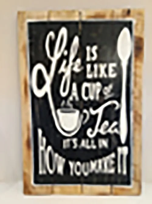 DESROCH DECOR DECORATIVE WOOD-BLACK AND WHITE, WOODEN WALL ART