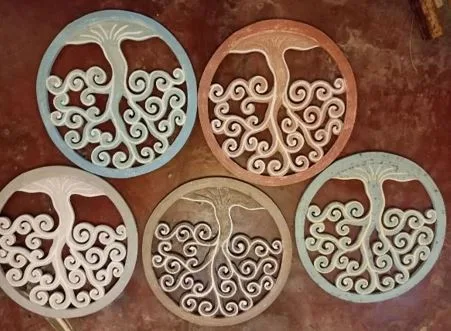 DESROCH MODERN TREE OF LIFE ROUND BROWN WOODEN WALL ART