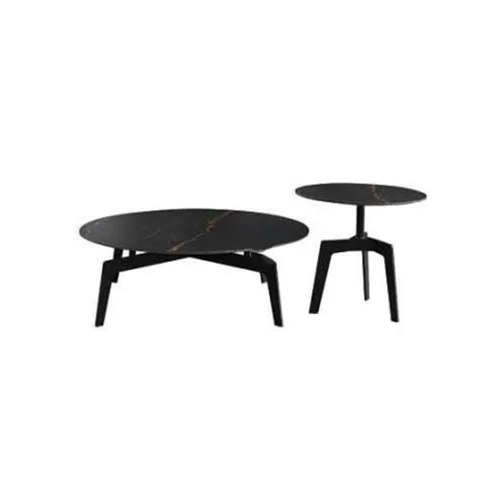BLACK SLATE IRON BASE COFFEE TABLE BIG