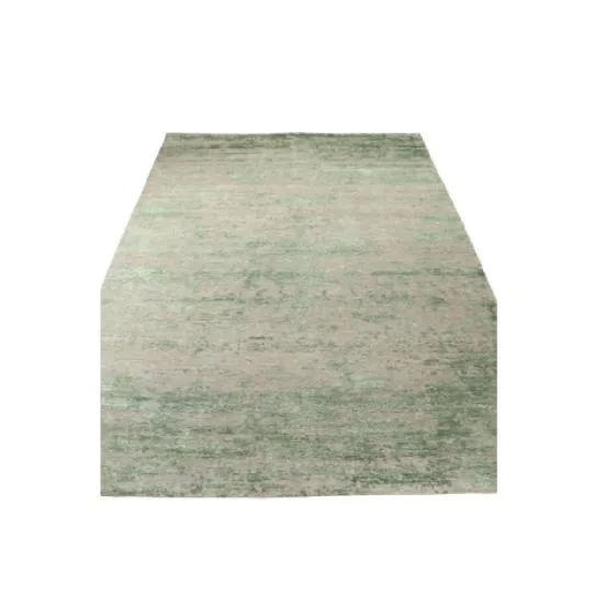 HANDKNOTTED GREEN  COLORWOOL+ART SILK+COTTON CARPETS & RUGS