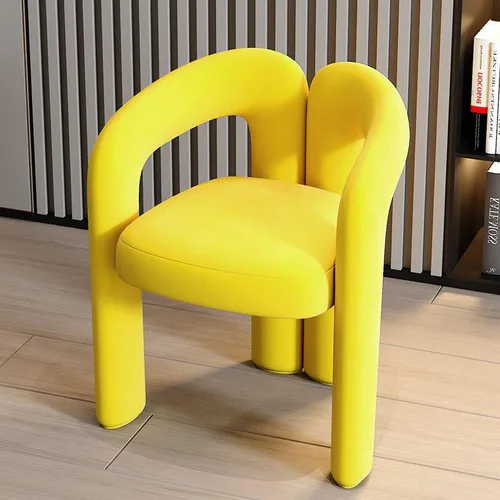 FABRIC SOLID WOOD FRAME YELLOW CHAIR