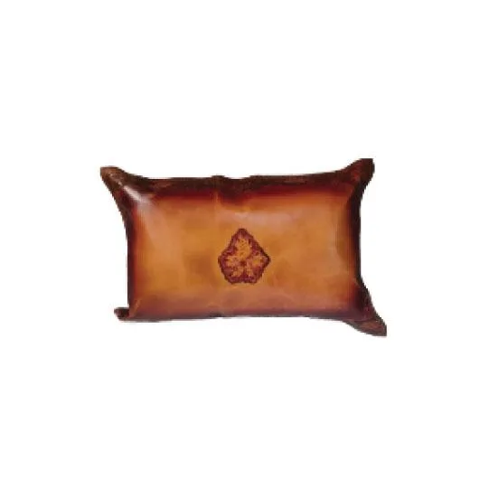 DESROCH GENUIBE LEATHER BROWN & REDDISH WITH PRINT CUSHION
