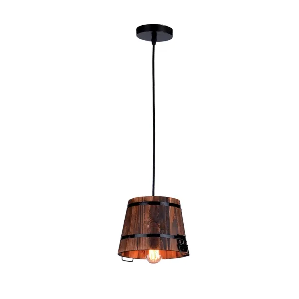 ELMARK PAIL PENDANT 1XE27 BLACK WITH WOOD