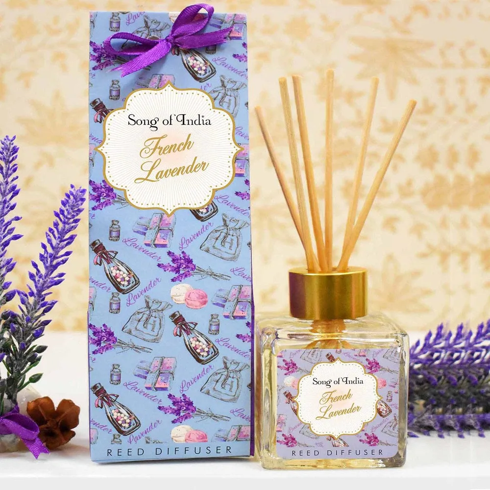 DESROCH FRAGRANCES 100 ML. LITTLE PLEASURES REED STICKS ROOM DIFFUSER IN SQUARE GLASS JAR,HONEYSUCKLE