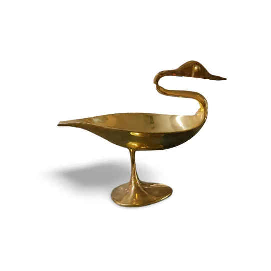 DESROCH DECOR ANNUM FLAMINGO BRASS BIRD BOWL