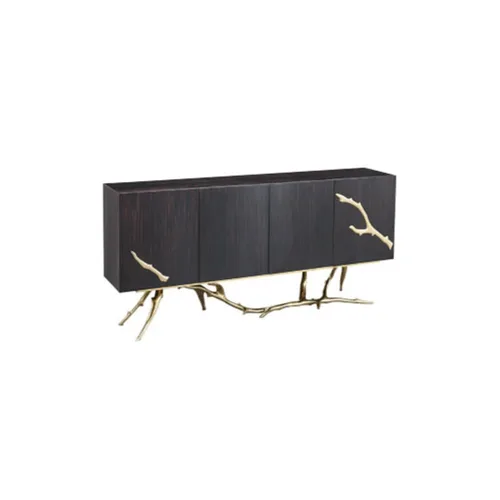 VEROCASA LIVING LUXURY  BLACK PAINT AND POLISHED BRASS CABINET