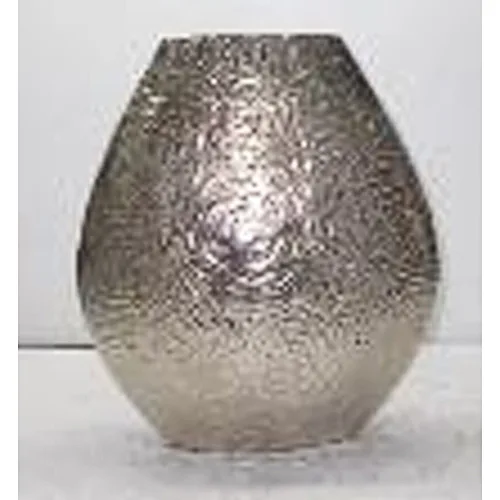 DESROCH DECOR LAITON EGG SHAPED FLOWER VASE NICKEL PLATED VASE & POT