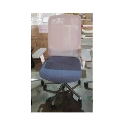 KNIGHT WHITE MID BACK MESH CHAIR WITH ADJUSTABLE ARM