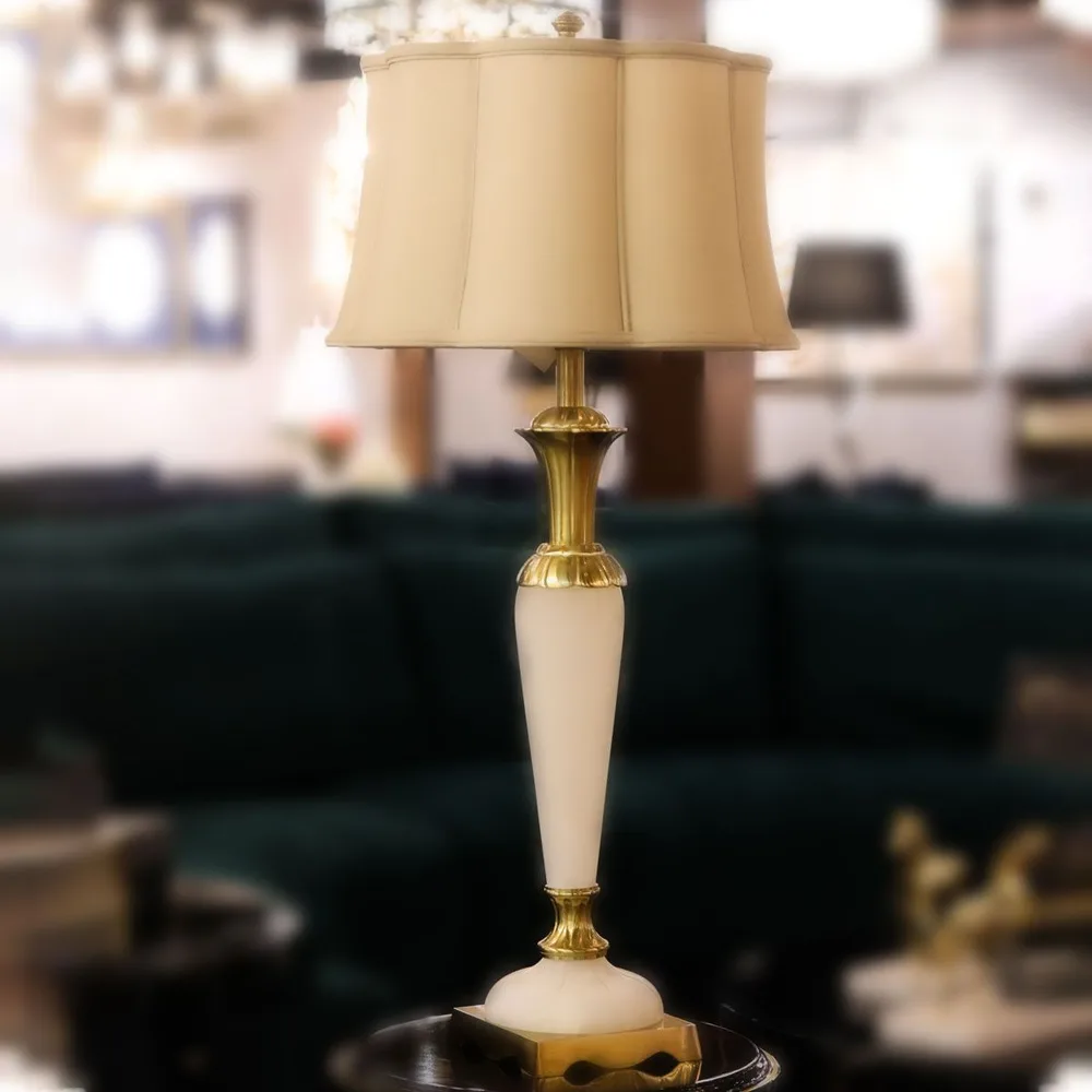 DESROCH DECORATIVE TABLE LAMP WHITE CLASSIC MARBLE TABLE LAMP