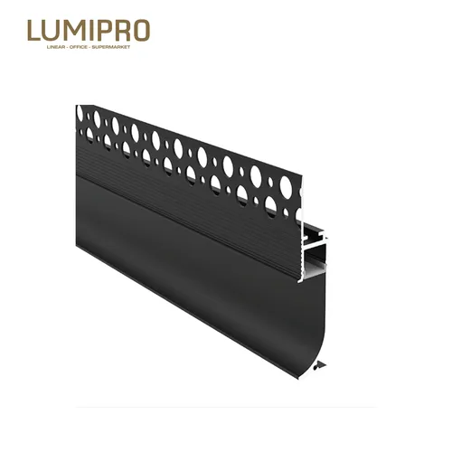 LUMIPRO 2 METER 12X70MM BLACK RECESSED SKIRTING ALUMINUM PROFILE WITH OPAL MATTE DIFFUSER LP.1270.R.B.2M