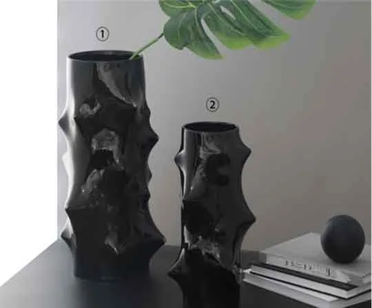 DESROCH DECOR AGUDO NOIR VASE SET OF 2