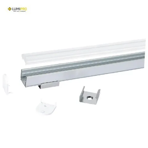 LUMIPRO 2 METER LP.1607.S ALUMINUM PROFILE KIT WITH MILKY DIFFUSER+END CAPS & MOUNTING CLIPS