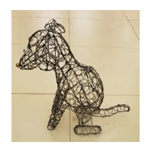 DESROCH DECOR SITING WIRED DOG DECORATIVE SCULPTURE