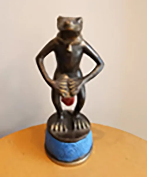 DESROCH DECOR METAL-WAXED BRONZE AND BRASS WITH BLUE DÉCOR