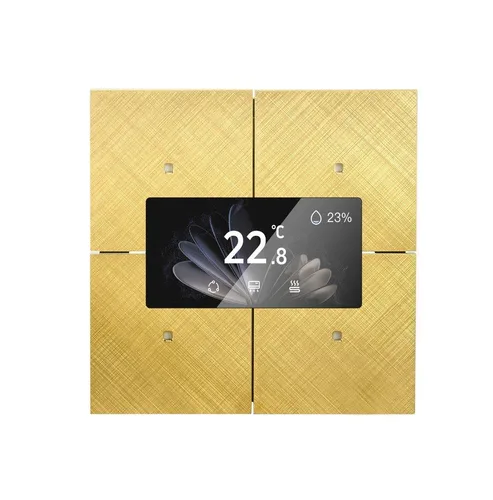 LEXA LEX-ARCHAIC SERIES 86MM*86MM*10MM GOLDEN 2 FOLDS WITH 4 
BUTTONS， WITH TEMPERATURE CONTROL SMART SWITCH