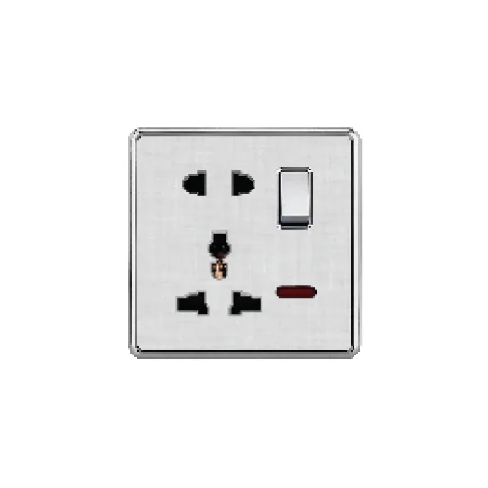 LEXA 1 GANG 5 PIN MULTI FUNCTION SILVER SWITCH SOCKET WITH NEON,SILVER