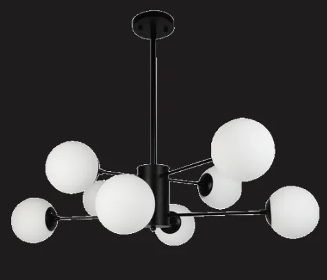 LUMILUCE MODERNO ANTHOS E27x8 BLACK+FROSTED WHITE SUSPENDED LAMP